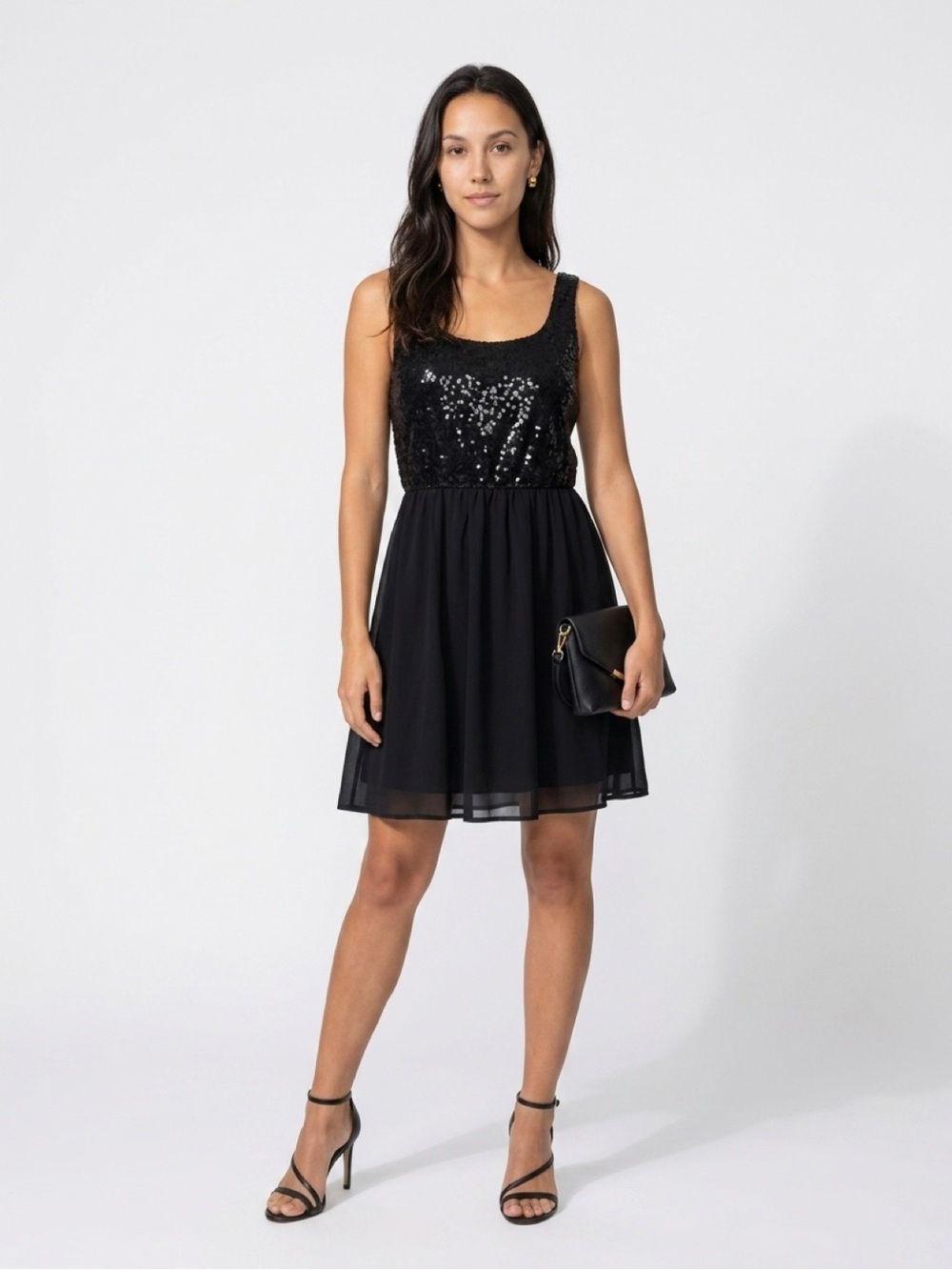 NOLLIE black sequin party dress
